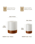 Load image into Gallery viewer, MALACASA Utensil Holder, 7.3"+5.5" Ceramic Kitchen Utensil Holder for Countertop, Large Cooking Utensil Crocks for Kitchen Counter, Farmhouse Utensils Organizer, Set of 2, Khaki White, Series TARA