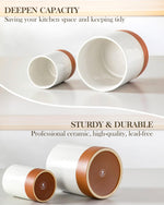 Load image into Gallery viewer, MALACASA Utensil Holder, 7.3"+5.5" Ceramic Kitchen Utensil Holder for Countertop, Large Cooking Utensil Crocks for Kitchen Counter, Farmhouse Utensils Organizer, Set of 2, Khaki White, Series TARA