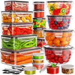 Load image into Gallery viewer, JSCARES 40 PCS Food Storage Containers with Lids Airtight (20 Lids &20 Containers) - Leakproof Meal-Prep Containers for Kitchen Storage Reusable Plastic Microwave/Dishwasher Safe with Labels & Pen