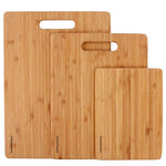 Load image into Gallery viewer, Bamboo Cutting Boards for Kitchen [Set of 3] Wood Cutting Board for Chopping Meat, Vegetables, Fruits, Cheese, Knife Friendly Serving Tray with Handles

