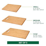Load image into Gallery viewer, Bamboo Cutting Boards for Kitchen [Set of 3] Wood Cutting Board for Chopping Meat, Vegetables, Fruits, Cheese, Knife Friendly Serving Tray with Handles
