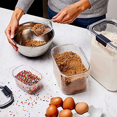 Rubbermaid Brilliance BPA-Free Food Storage Containers with Lids Airtight Kitchen and Pantry Organization Set Includes 3 Containers and Scoops Clear 16 cups