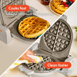 Load image into Gallery viewer, bella Flip-n-Store Belgian Waffle Maker, EverGood™ Ceramic Nonstick Coating, Fits-anywhere™ Kitchenware, Power Indicator Light &amp; Touch Handle, 7” Wide &amp; 1&quot; Deep Plates, 1000 Watt, Oatmilk
