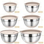 Load image into Gallery viewer, Mixing Bowls with Airtight Lids Set, 26PCS Stainless Steel Khaki Bowls with Grater Attachments, Non-Slip Bottoms &amp; Kitchen Gadgets Set, Size 7, 4, 2.5, 2.0,1.5, 1QT, Great for Mixing &amp; Serving
