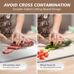 Load image into Gallery viewer, BLACKYEW Cutting Boards for Kitchen, Stainless Steel and Wheat Straw Cutting Board, Kitchen Board for Meat and Vegetables, Non-Slip Eco Friendly Chop Board
