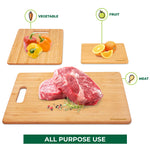 Load image into Gallery viewer, Bamboo Cutting Boards for Kitchen [Set of 3] Wood Cutting Board for Chopping Meat, Vegetables, Fruits, Cheese, Knife Friendly Serving Tray with Handles
