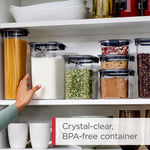 Load image into Gallery viewer, Rubbermaid Brilliance BPA-Free Food Storage Containers with Lids Airtight Kitchen and Pantry Organization Set Includes 3 Containers and Scoops Clear 16 cups
